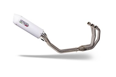Pot echappement compatible avec Yamaha Mt-09 Tracer 900 2015-2016, Albus Ceramic, Homologué et légal, système d'échappement complet, avec db killer amovible 