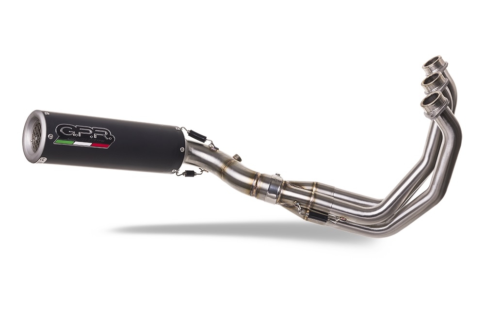 Pot echappement compatible avec Triumph Tiger Sport 660 2022-2024, M3 Black Titanium, Pot échappement complet, non légal pour les pays de l'UE, avec db killer amovible 
