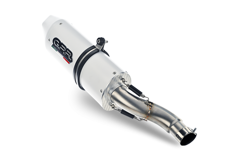 Pot echappement compatible avec Triumph Daytona 660 2023-2025, Albus Ceramic, Homologué et légal, système d'échappement complet, avec db killer amovible 
