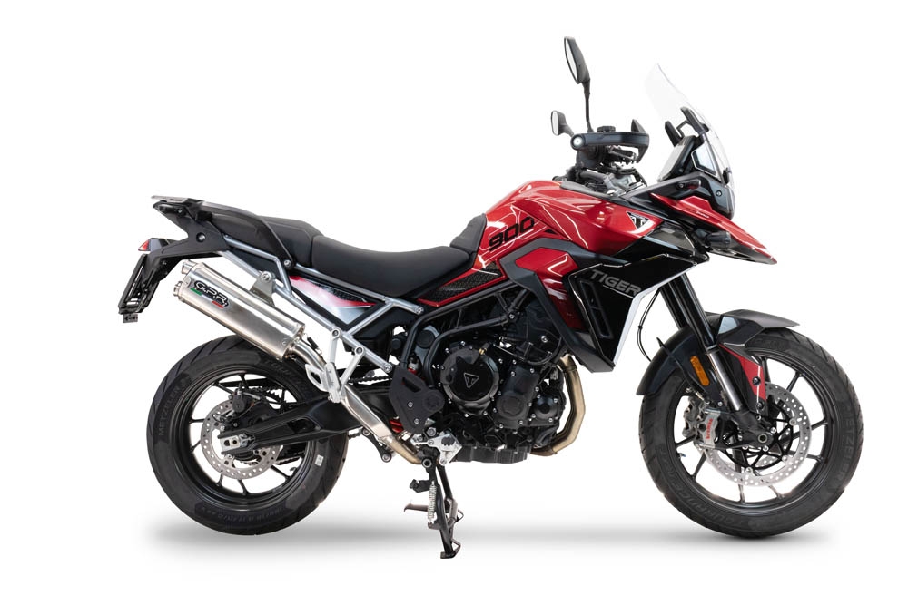 Pot echappement compatible avec Triumph Tiger 900 GT / Pro / Rally Pro 2024-2025, Dual Inox, Échappement légal, homologué,silencieux avec db killer amovible et tuyau de liaison spécifique 