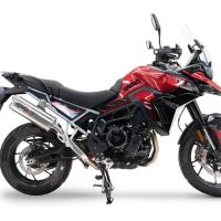 Pot echappement compatible avec Triumph Tiger 900 GT / Pro / Rally Pro 2024-2025, Dual Inox, Échappement légal, homologué,silencieux avec db killer amovible et tuyau de liaison spécifique 
