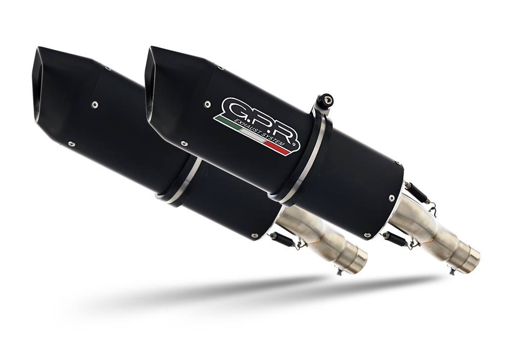 Pot echappement compatible avec Triumph Speed Triple 1050 2005-2010, Furore Nero, Paire de pot d'échappement homologuées, livrées avec db killer amovible et raccords spécifiques 