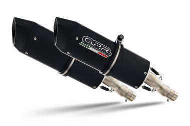 Pot echappement compatible avec Triumph Speed Triple 1050 2005-2010, Furore Nero, Paire de pot d'échappement homologuées, livrées avec db killer amovible et raccords spécifiques 