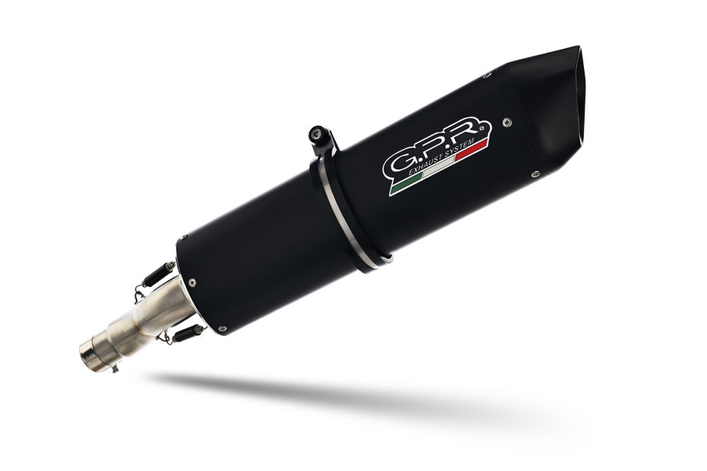 Pot echappement compatible avec Aprilia Mana 850 Gt 2007-2016, Furore Nero, Pot échappement homologué et légal, silencieux avec mi-collecteur y db killer amovible 