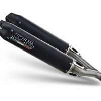 Pot echappement compatible avec Aprilia Dorsoduro 750 2008-2016, Furore Nero, Paire de pot d'échappement homologuées, livrées avec db killer amovible et raccords spécifiques 