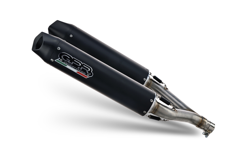 Pot echappement compatible avec Aprilia Shiver 900 2017-2020, Furore Evo4 Nero, Paire de pot d'échappement homologuées, livrées avec db killer amovible et raccords spécifiques 