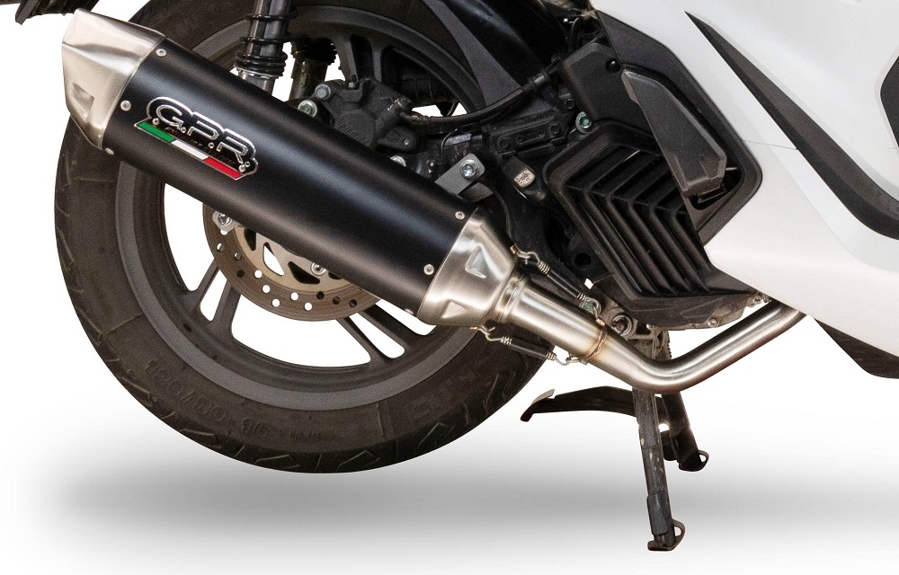 Pot echappement compatible avec Zontes D 350 2023-2025, Furore-X Scooter, Pot échappement complet racing, sans homologation, avec db killer amovible 