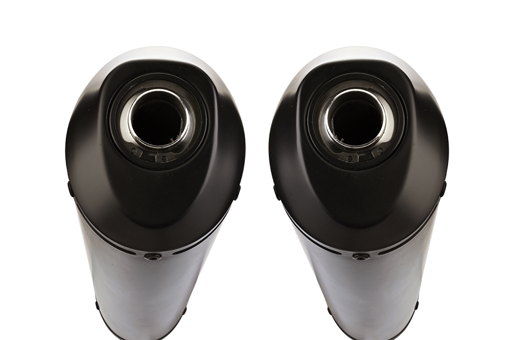 Pot echappement compatible avec Yamaha Bt Bulldog 1100 2002-2007, Ghisa , Paire de pot d'échappement homologuées, livrées avec db killer amovible et raccords spécifiques 