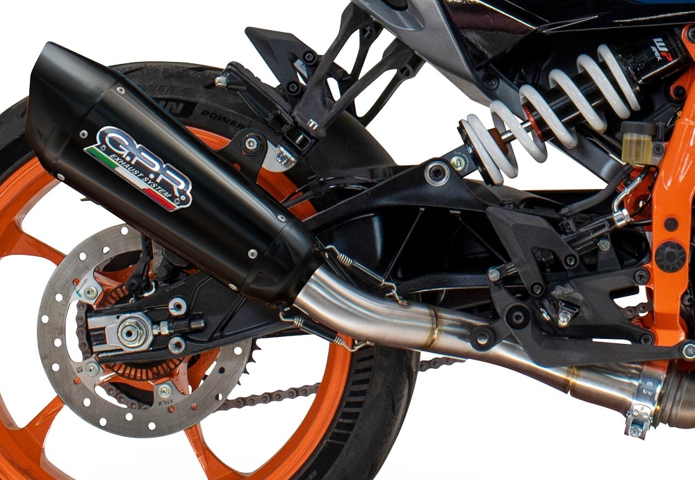 Pot echappement compatible avec Husqvarna Svartpilen 250 2024-2025, GP-Revo Black Titanium, Échappement légal, homologué,silencieux avec db killer amovible et tuyau de liaison spécifique 