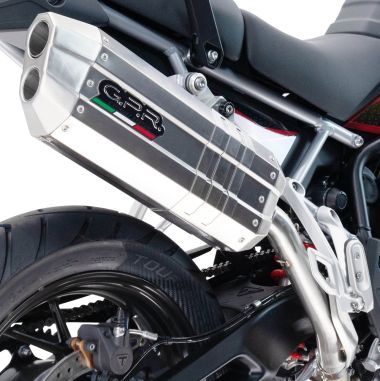 Pot echappement compatible avec Aprilia Caponord 1200 2013-2016, Hyper Sonic Inox, Échappement légal, homologué,silencieux avec db killer amovible et tuyau de liaison spécifique 