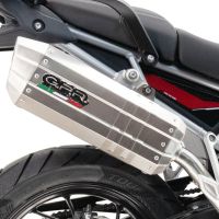 Pot echappement compatible avec Aprilia Caponord 1200 2013-2016, Hyper Sonic Inox, Échappement légal, homologué,silencieux avec db killer amovible et tuyau de liaison spécifique 