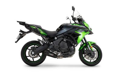 Pot echappement compatible avec Kawasaki Versys 650 2023-2025, GP-Revo Black Titanium, Pot échappement complet racing, sans homologation, avec db killer amovible 