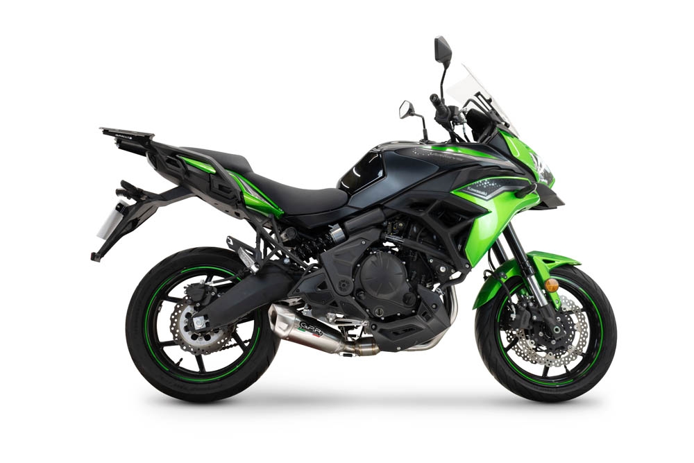 Pot echappement compatible avec Kawasaki Versys 650 2023-2025, GP-Revo Titanium, Pot d'échappement complet racing, compris de collecteur et db killer amovible, sans homologation 