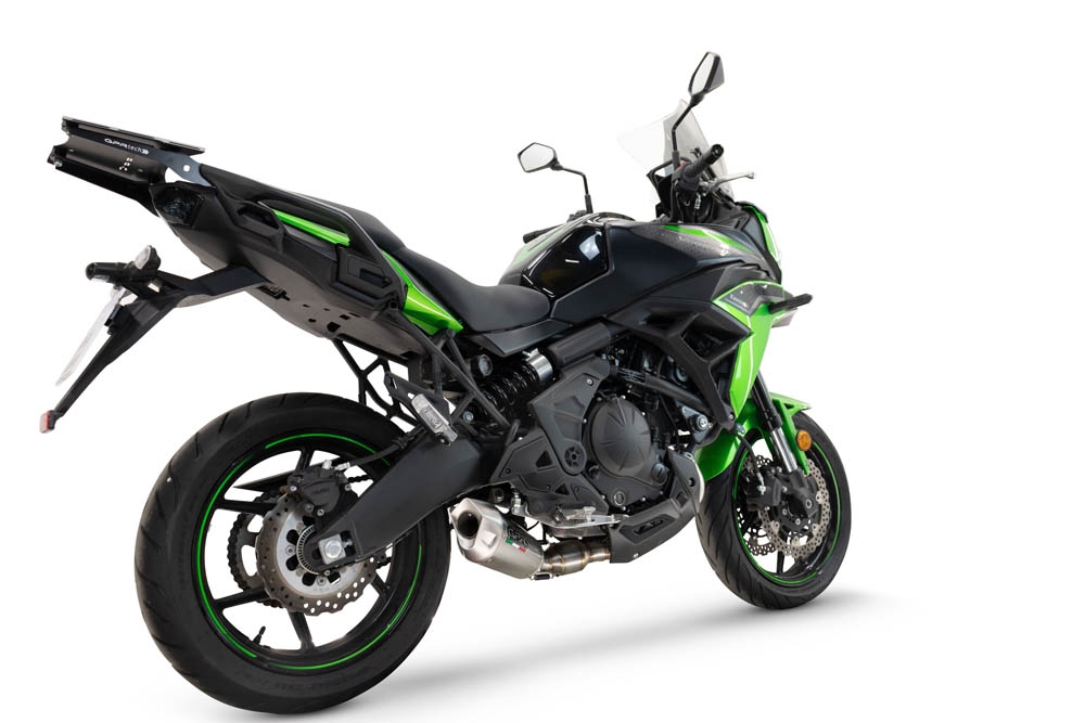 Pot echappement compatible avec Kawasaki Versys 650 2023-2025, GP-Revo Titanium, Pot d'échappement complet racing, compris de collecteur et db killer amovible, sans homologation 