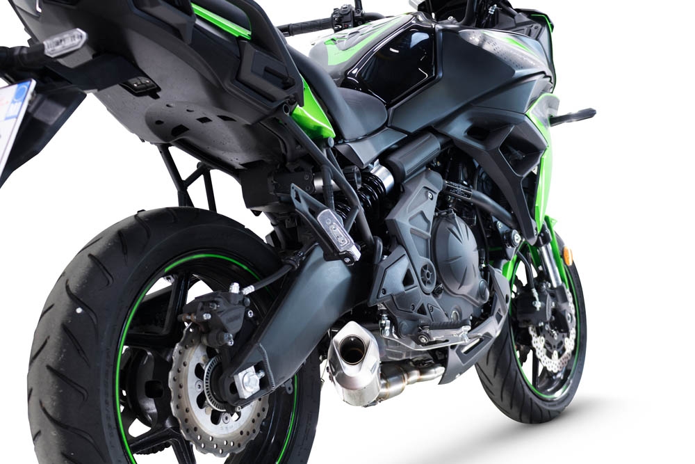 Pot echappement compatible avec Kawasaki Versys 650 2023-2025, GP-Revo Titanium, Pot d'échappement complet racing, compris de collecteur et db killer amovible, sans homologation 