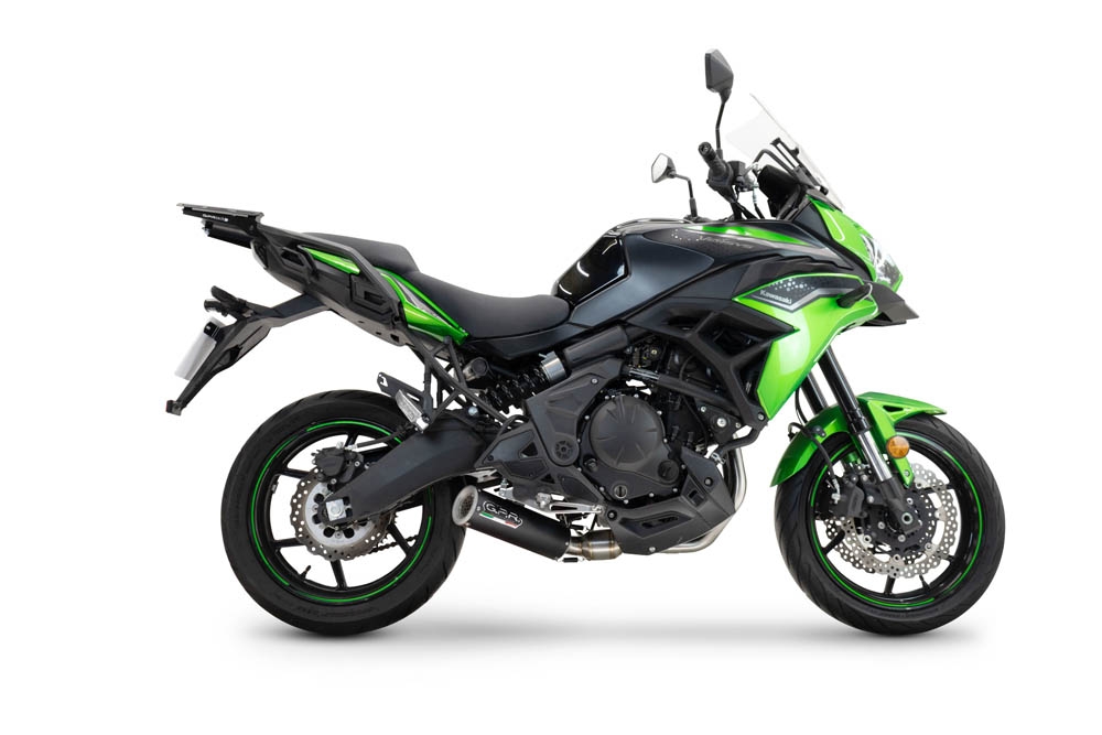 Pot echappement compatible avec Kawasaki Versys 650 2023-2025, M3 Black Titanium, Pot d'échappement complet racing, compris de collecteur et db killer amovible, sans homologation 