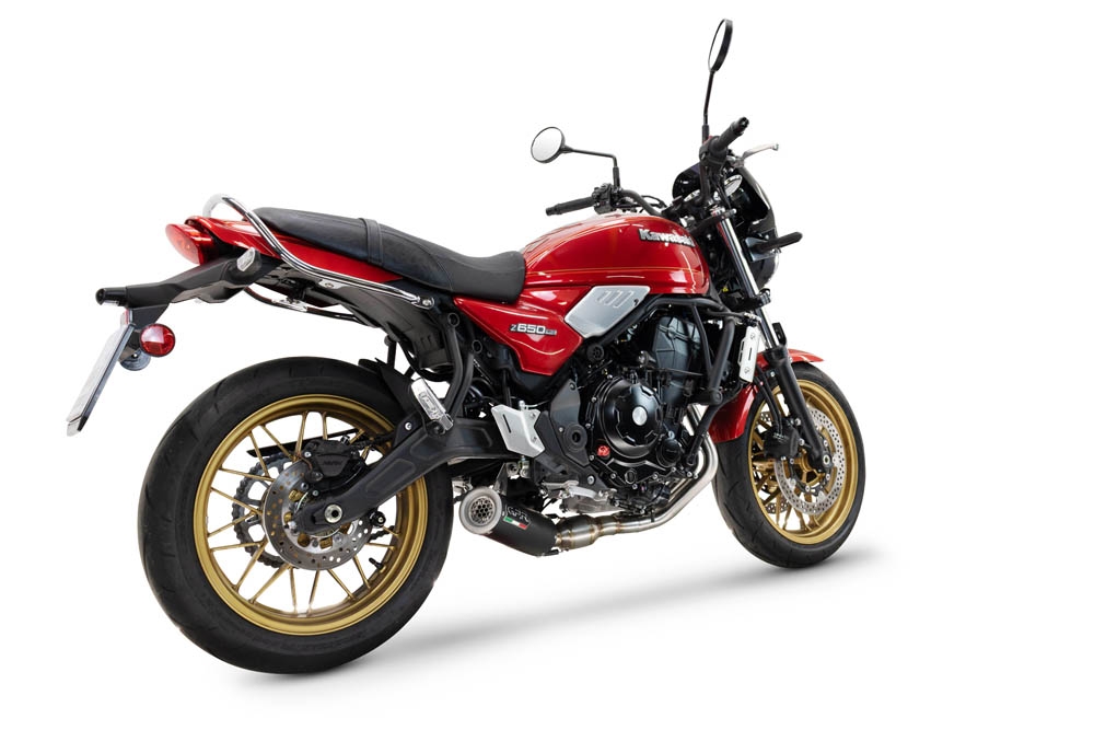 Pot echappement compatible avec Kawasaki Z 650 RS 2024-2025, M3 Black Titanium, Pot d'échappement complet racing, compris de collecteur et db killer amovible, sans homologation 