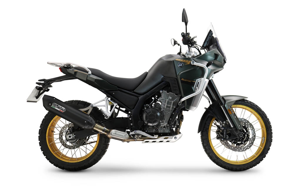 Pot echappement compatible avec Kove 800X 2024-2026, Furore-X Titanio Nero, Pot echappement racing,silencieux avec db killer et des tuyaux de liaison sans homologation 