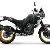 Pot echappement compatible avec Kove 800X 2024-2026, Furore-X Titanio Nero, Pot echappement racing,silencieux avec db killer et des tuyaux de liaison sans homologation 