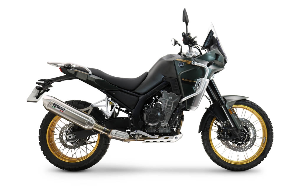 Pot echappement compatible avec Kove 800X 2024-2026, Furore-X Acciaio Inox, Pot echappement racing,silencieux avec db killer et des tuyaux de liaison sans homologation 