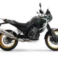 Pot echappement compatible avec Kove 800X 2024-2026, Furore-X Acciaio Inox, Pot echappement racing,silencieux avec db killer et des tuyaux de liaison sans homologation 