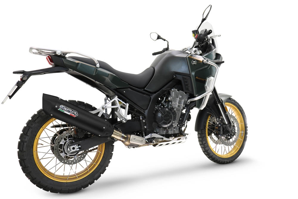 Pot echappement compatible avec Kove 800X 2024-2026, Furore-X Titanio Nero, Pot echappement racing,silencieux avec db killer et des tuyaux de liaison sans homologation 