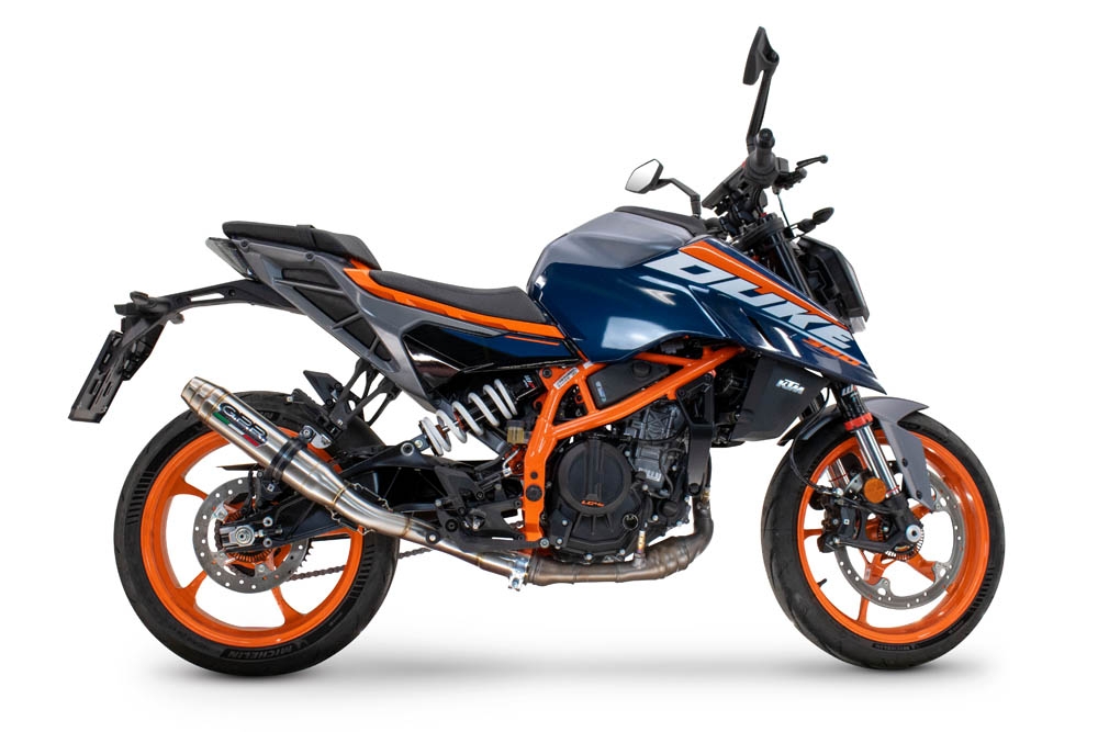 Pot echappement compatible avec Ktm Duke 200 2024-2025, Deeptone Inox, Échappement légal, homologué,silencieux avec db killer amovible et tuyau de liaison spécifique 