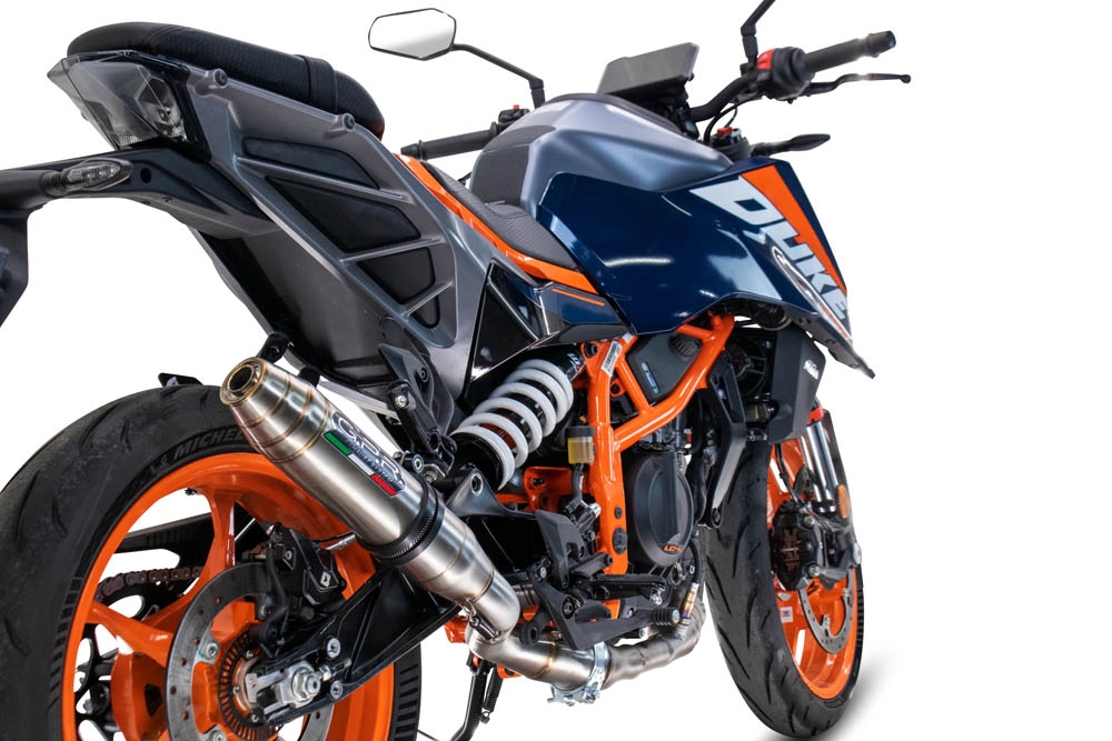 Pot echappement compatible avec Ktm Duke 200 2024-2025, Deeptone Inox, Échappement légal, homologué,silencieux avec db killer amovible et tuyau de liaison spécifique 