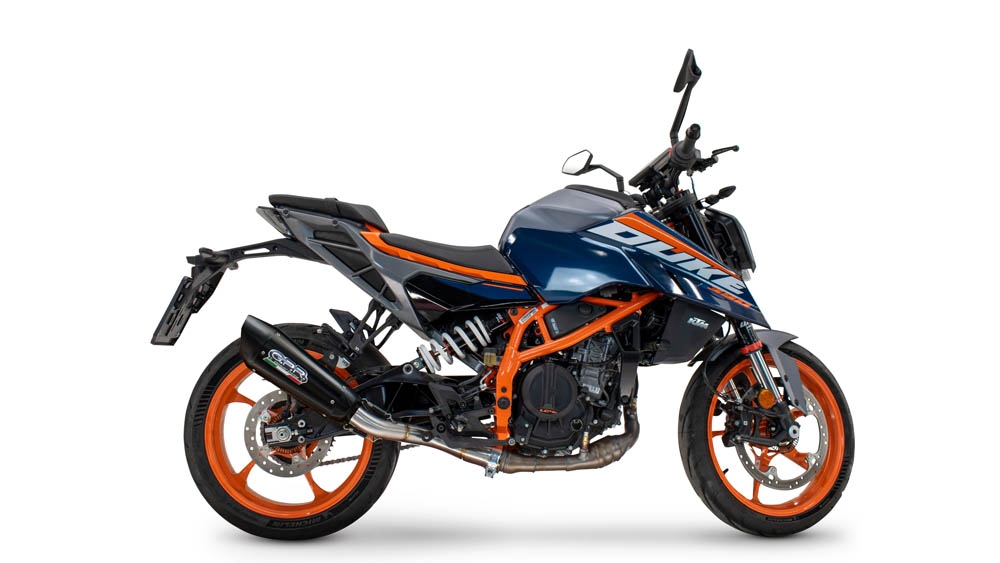 Pot echappement compatible avec Ktm Duke 250 2024-2025, GP-Revo Black Titanium, Échappement légal, homologué,silencieux avec db killer amovible et tuyau de liaison spécifique 