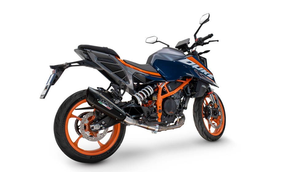 Pot echappement compatible avec Ktm Duke 250 2024-2025, GP-Revo Black Titanium, Échappement légal, homologué,silencieux avec db killer amovible et tuyau de liaison spécifique 