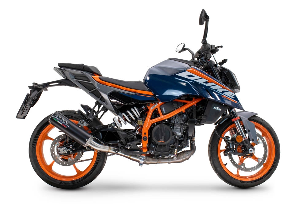 Pot echappement compatible avec Ktm Duke 390 2024-2025, M3 Black Titanium, Échappement légal, homologué,silencieux avec db killer amovible et tuyau de liaison spécifique 