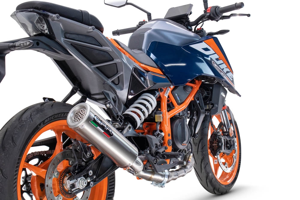 Pot echappement compatible avec Ktm Duke 250 2024-2025, M3 Inox , Échappement légal, homologué,silencieux avec db killer amovible et tuyau de liaison spécifique 