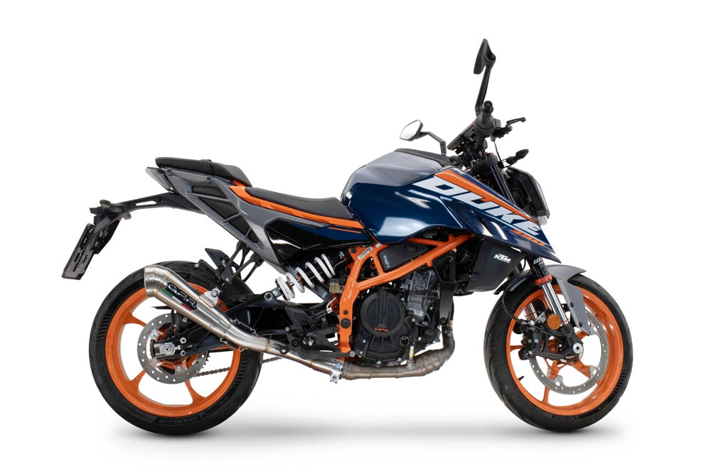 Pot echappement compatible avec Ktm Duke 390 2024-2025, Powercone Evo, Échappement légal, homologué,silencieux avec db killer amovible et tuyau de liaison spécifique 