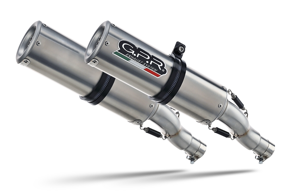 Pot echappement compatible avec Aprilia Shiver 900 2017-2020, M3 Inox , Paire de pot d'échappement homologuées, livrées avec db killer amovible et raccords spécifiques 