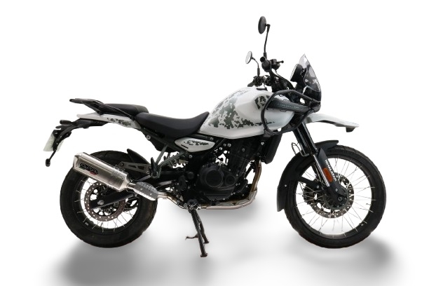 Pot echappement compatible avec Royal Enfield Himalayan 450 2024-2025, Satinox, Échappement légal, homologué,silencieux avec db killer amovible et tuyau de liaison spécifique 
