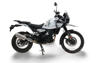 Pot echappement compatible avec Royal Enfield Guerrilla 450 2024-2025, Dune Triovale Titanio, Échappement légal, homologué,silencieux avec db killer amovible et tuyau de liaison spécifique 