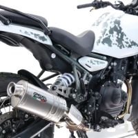 Pot echappement compatible avec Royal Enfield Guerrilla 450 2024-2025, Dune Triovale Titanio, Échappement légal, homologué,silencieux avec db killer amovible et tuyau de liaison spécifique 