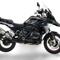 Pot echappement compatible avec Bmw R 1250 Gs -Adventure 2019-2020, Dual Inox, Échappement légal, homologué,silencieux avec db killer amovible et tuyau de liaison spécifique 