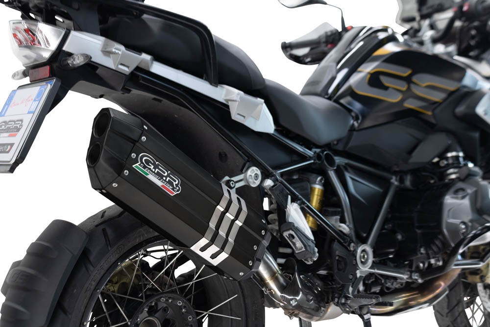 Pot echappement compatible avec Bmw R 1250 Gs -Adventure 2019-2020, Hyper Sonic Black Titanium, Échappement légal, homologué,silencieux avec db killer amovible et tuyau de liaison spécifique 