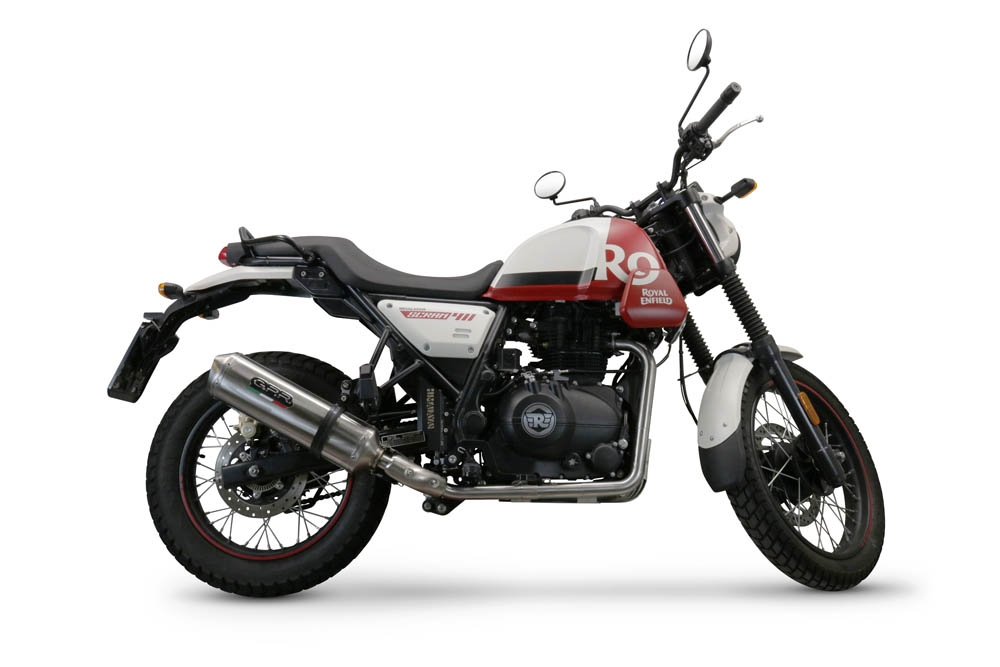 Pot echappement compatible avec Royal Enfield Scram 411 2022-2024, Satinox , Pot Echappement homologué pour les marchés non européens 
