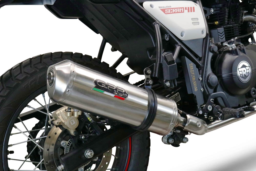 Pot echappement compatible avec Royal Enfield Scram 411 2022-2024, Satinox , Pot Echappement homologué pour les marchés non européens 