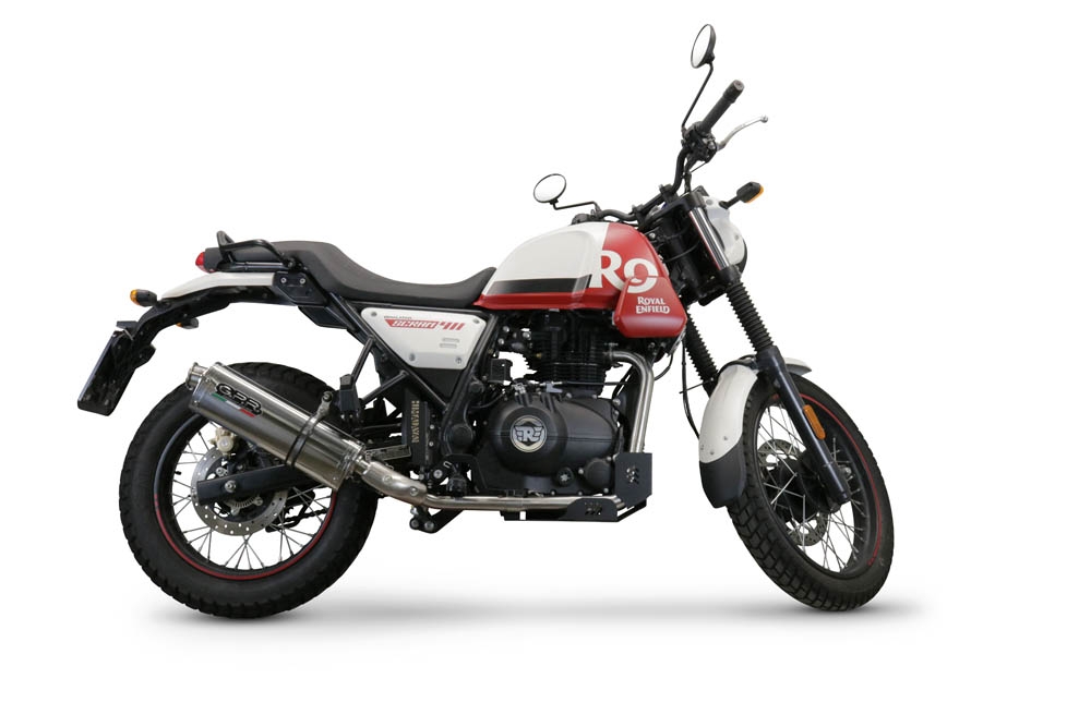 Pot echappement compatible avec Royal Enfield Scram 411 2022-2024, Trioval, Échappement légal, homologué,silencieux avec db killer amovible et tuyau de liaison 