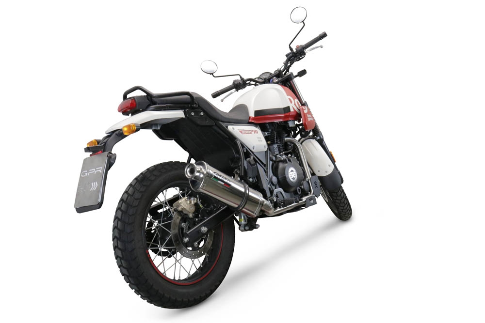 Pot echappement compatible avec Royal Enfield Scram 411 2022-2024, Trioval, Échappement légal, homologué,silencieux avec db killer amovible et tuyau de liaison 