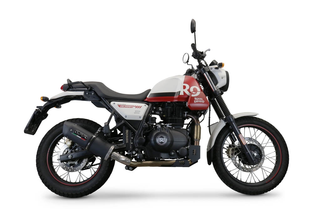 Pot echappement compatible avec Royal Enfield Scram 411 2022-2024, Furore Nero, Echappement homologué avec Tube connextion racing 