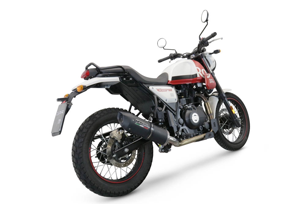 Pot echappement compatible avec Royal Enfield Scram 411 2022-2024, Furore Nero, Echappement homologué avec Tube connextion racing 
