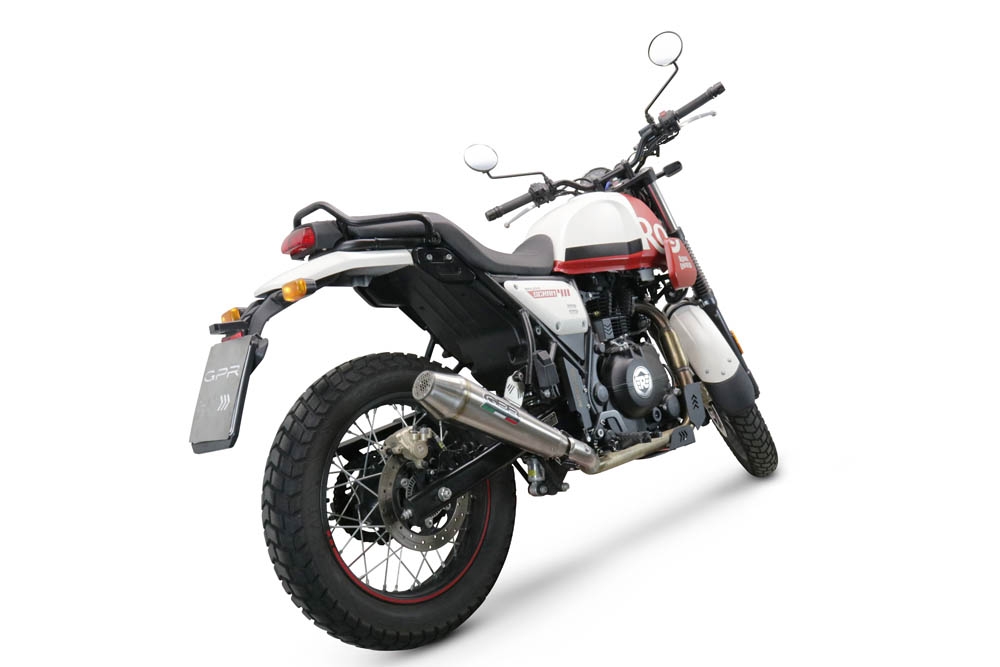 Pot echappement compatible avec Royal Enfield Scram 411 2022-2024, Vintacone, Echappement homologué avec Tube connextion racing 
