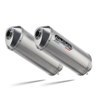Pot echappement compatible avec Aprilia Tuono R 1000 Factory 2006-2010, Satinox, Paire de pot d'échappement homologuées, livrées avec db killer amovible et raccords spécifiques 