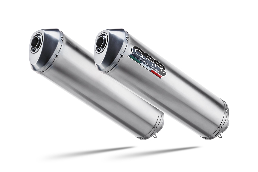 Pot echappement compatible avec Aprilia Etv Caponord 1000 Rally 2001-2007, Satinox, Paire de pot d'échappement homologuées, livrées avec db killer amovible et raccords spécifiques 