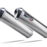 Pot echappement compatible avec Aprilia Etv Caponord 1000 Rally 2001-2007, Satinox, Paire de pot d'échappement homologuées, livrées avec db killer amovible et raccords spécifiques 