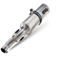 Pot echappement compatible avec Aprilia Mana 850 Gt 2007-2016, Satinox, Pot échappement homologué et légal, silencieux avec mi-collecteur y db killer amovible 